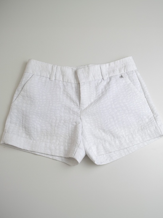 Pants - Calvin Klein Women's Chino Flat Front Short White Textured Pattern Size 2